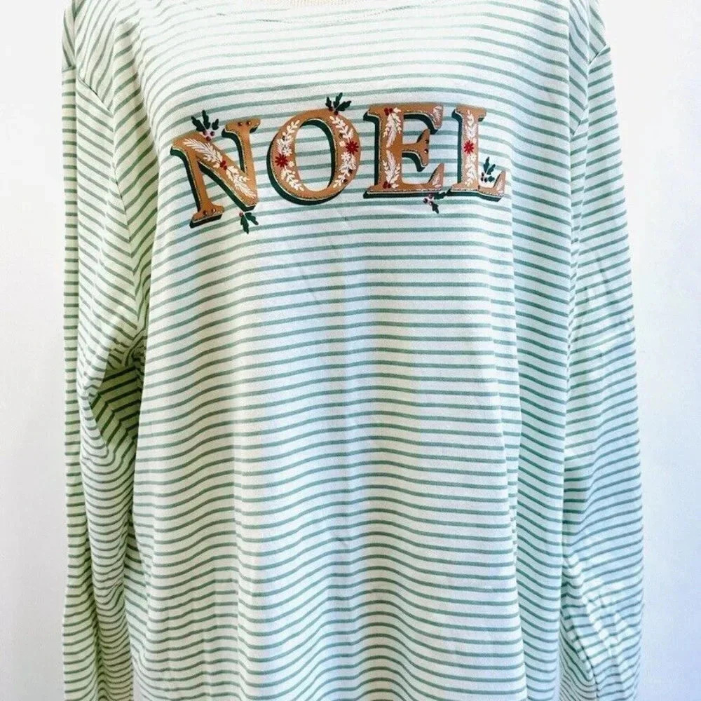 NWT CROFT & BARROW Women Long Sleeve Pullover Striped The Classic Tee Top Sz 2X